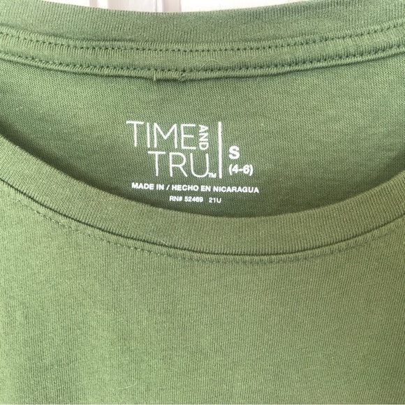 Time And Tru olive green, small, long sleeve stretch T-shirt - Picture 3 of 6